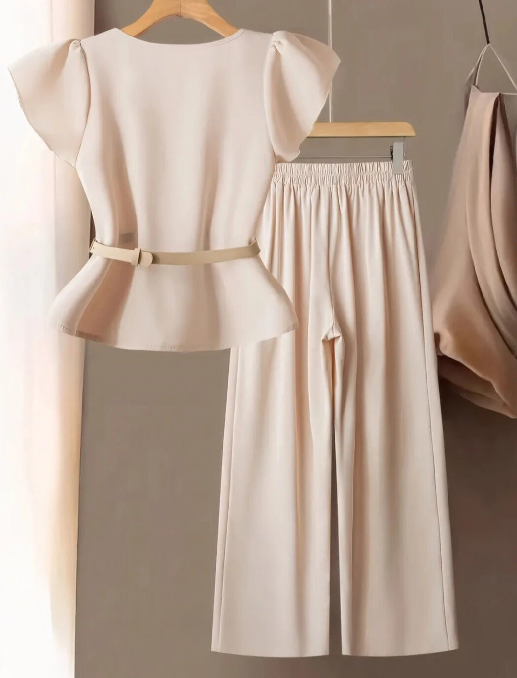 Elegant belted tops and pants Co-ord Set (C10824)