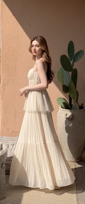 Romantic Solid Pleated Skirt (P10824)