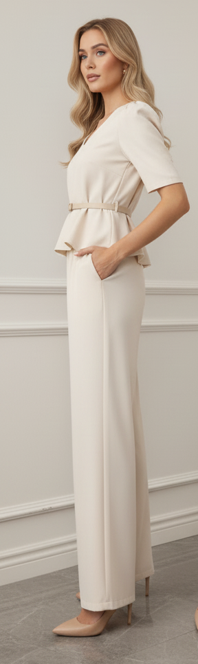 Elegant belted tops and pants Co-ord Set (C10824)