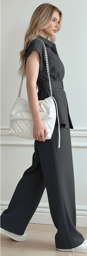 Belted Co-ord Set (Premium, Breathable Fabric) (C40824)