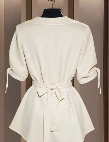 Tie-waist gathered blouse (T60824)